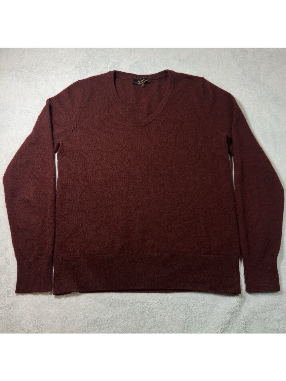 Quince Mongolian Cashmere V-Neck Sweater Womens Small Oldmoney Cableknit Top